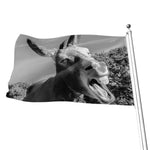 Black And White Funny Donkey Print Flag