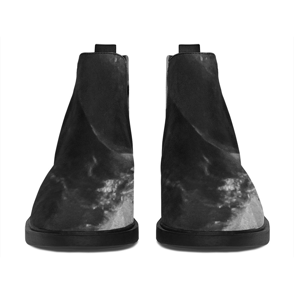 Black And White Funny Donkey Print Flat Ankle Boots