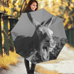 Black And White Funny Donkey Print Foldable Umbrella