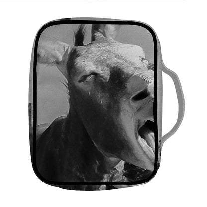 Black And White Funny Donkey Print Front Pocket Bible Bag