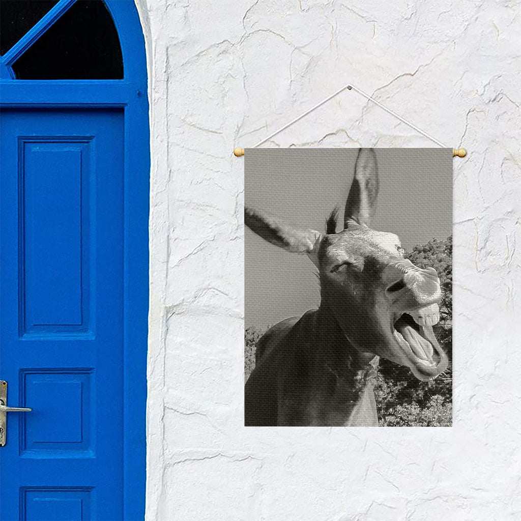 Black And White Funny Donkey Print Garden Flag