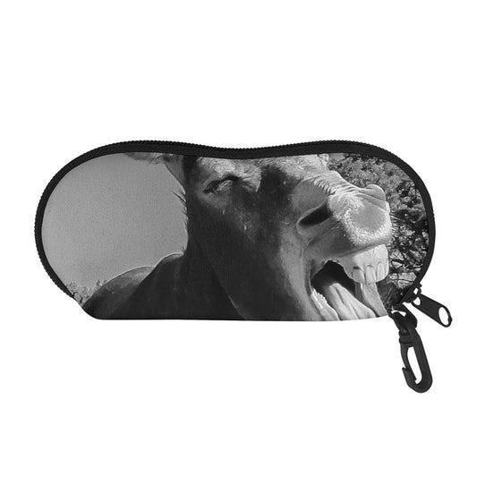 Black And White Funny Donkey Print Glasses Case