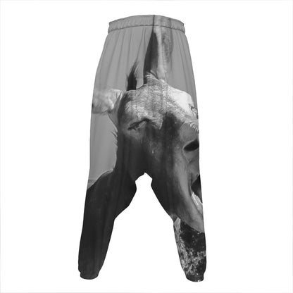 Black And White Funny Donkey Print Hammer Pants