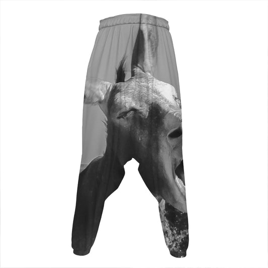 Black And White Funny Donkey Print Hammer Pants