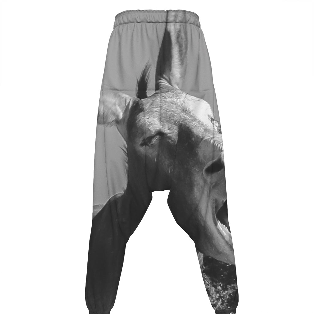 Black And White Funny Donkey Print Hammer Pants