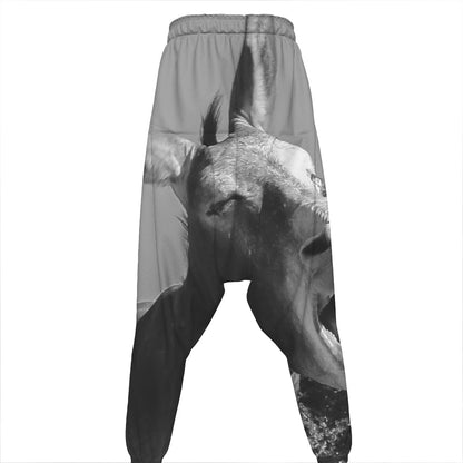 Black And White Funny Donkey Print Hammer Pants