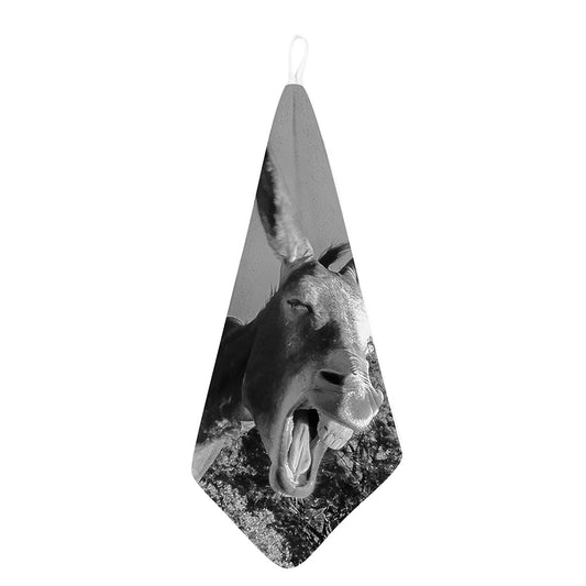 Black And White Funny Donkey Print Hand Towel