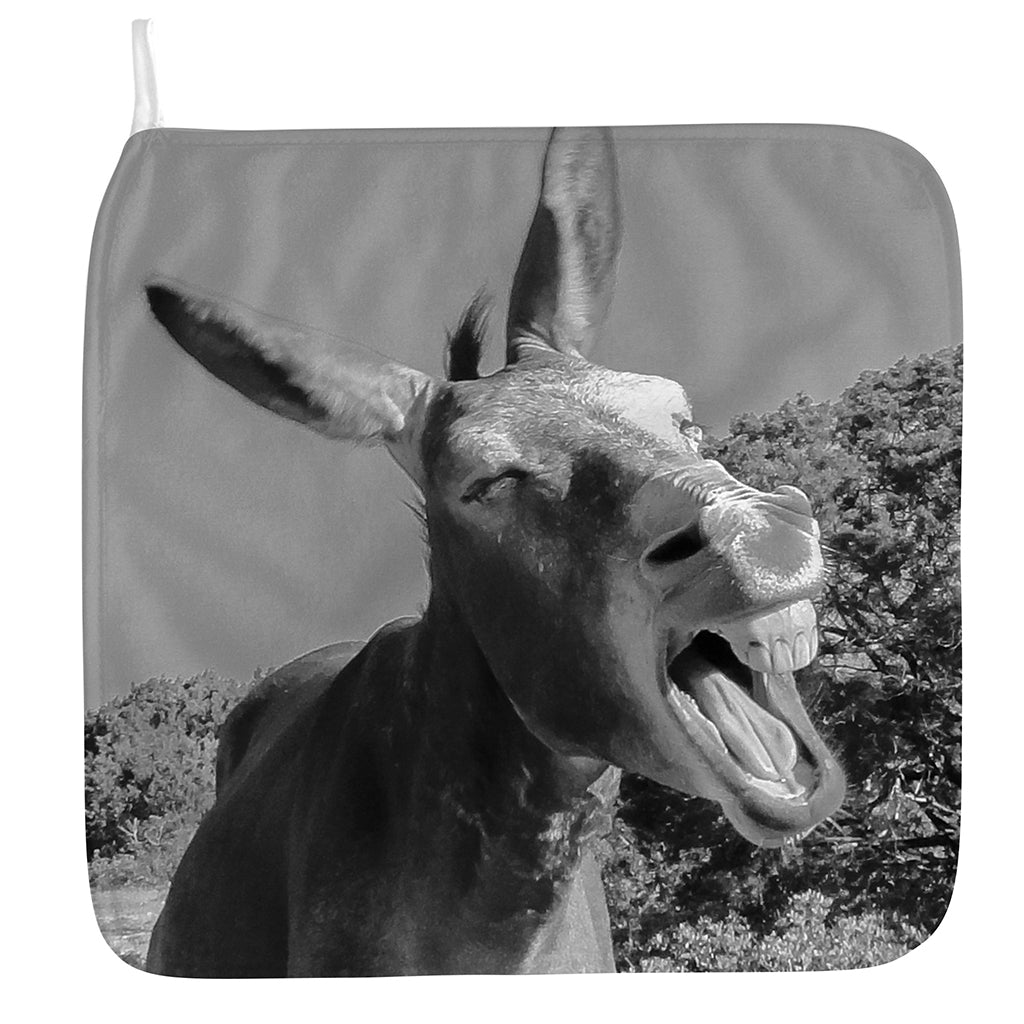 Black And White Funny Donkey Print Hand Towel