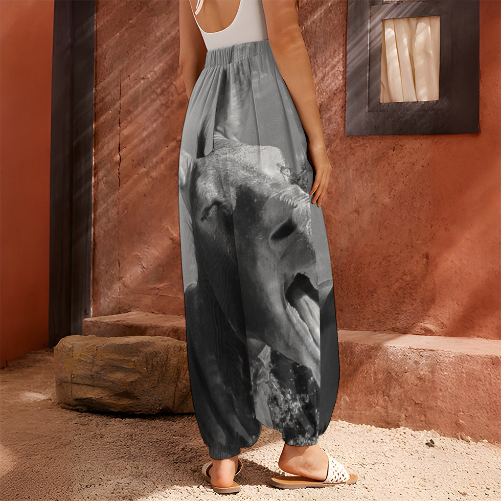 Black And White Funny Donkey Print Harem Pants