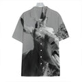 Black And White Funny Donkey Print Hawaiian Shirt