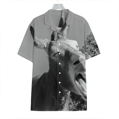 Black And White Funny Donkey Print Hawaiian Shirt