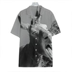 Black And White Funny Donkey Print Hawaiian Shirt