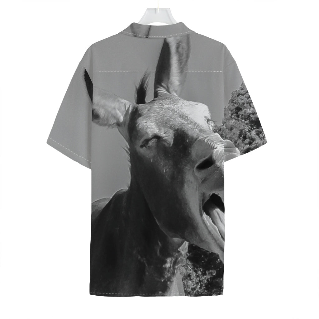 Black And White Funny Donkey Print Hawaiian Shirt