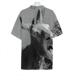 Black And White Funny Donkey Print Hawaiian Shirt