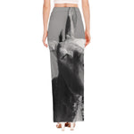 Black And White Funny Donkey Print High Slit Maxi Skirt