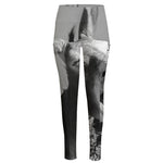 Black And White Funny Donkey Print High-Waisted Pocket Leggings
