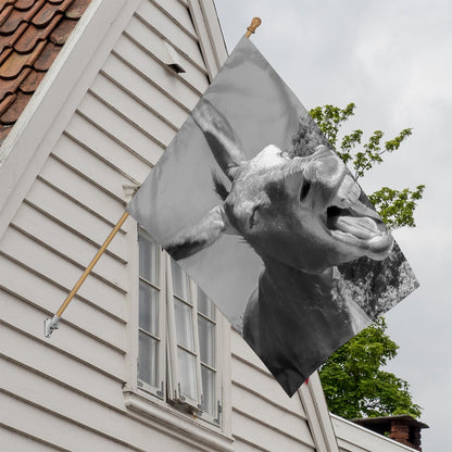 Black And White Funny Donkey Print House Flag