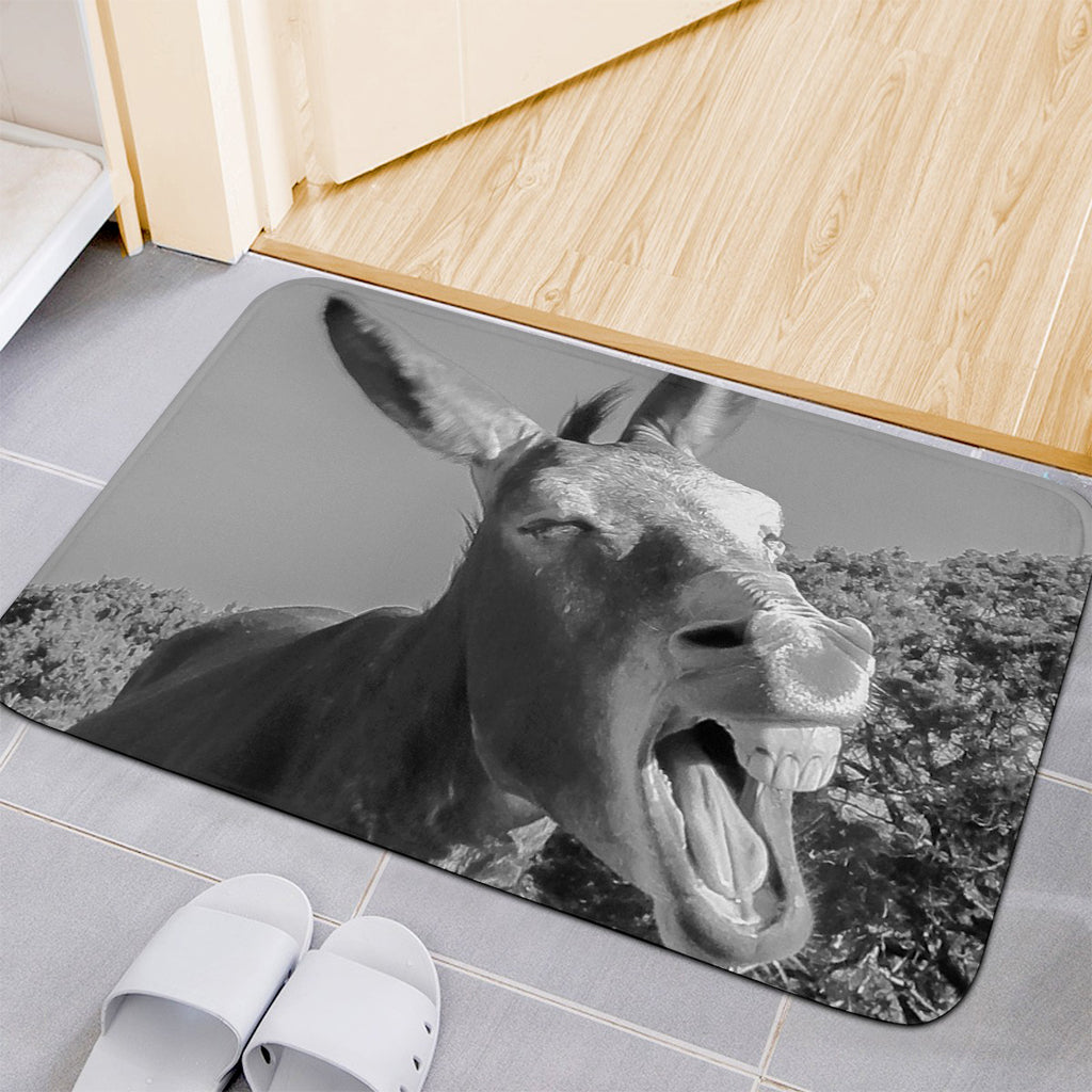 Black And White Funny Donkey Print Indoor Door Mat