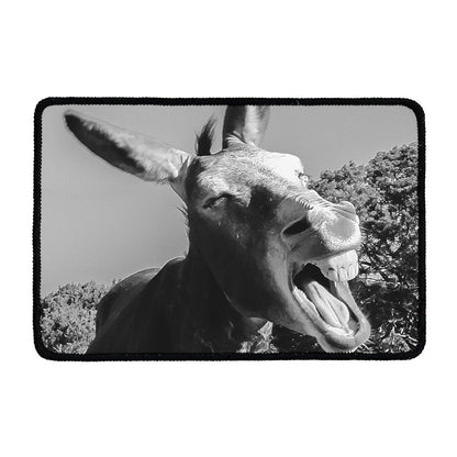 Black And White Funny Donkey Print Kitchen Mat