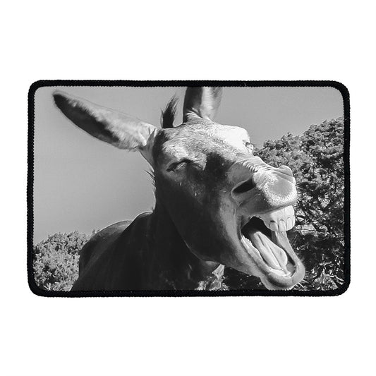Black And White Funny Donkey Print Kitchen Mat