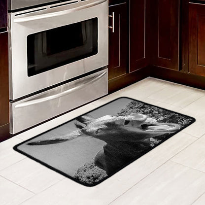 Black And White Funny Donkey Print Kitchen Mat