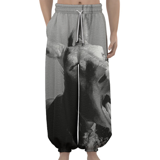 Black And White Funny Donkey Print Lantern Pants