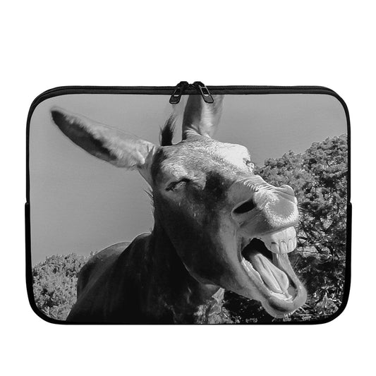Black And White Funny Donkey Print Laptop Sleeve