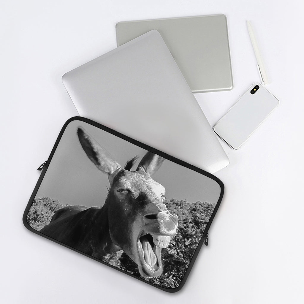 Black And White Funny Donkey Print Laptop Sleeve