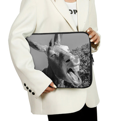 Black And White Funny Donkey Print Laptop Sleeve