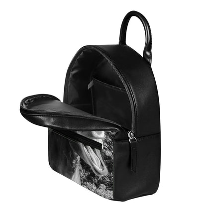 Black And White Funny Donkey Print Leather Backpack