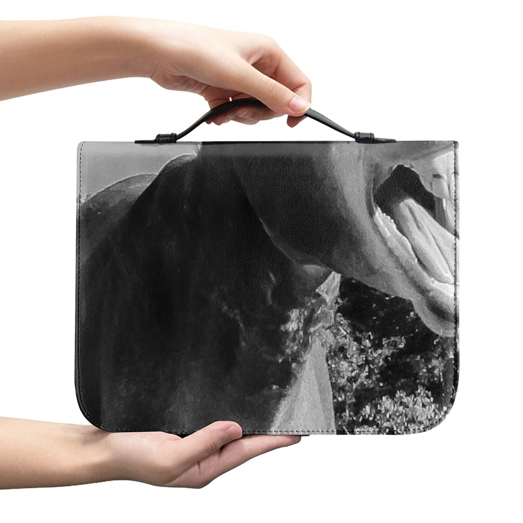 Black And White Funny Donkey Print Leather Bible Cover