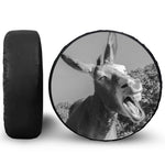 Black And White Funny Donkey Print Leather Spare Tire Cover