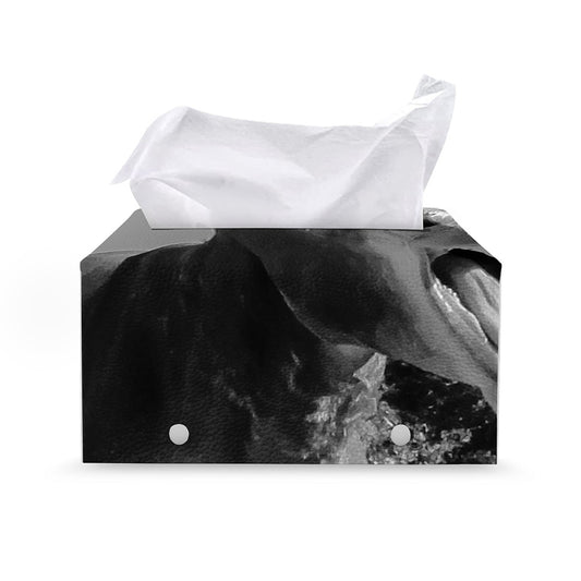 Black And White Funny Donkey Print Leather Tissue Box Cover