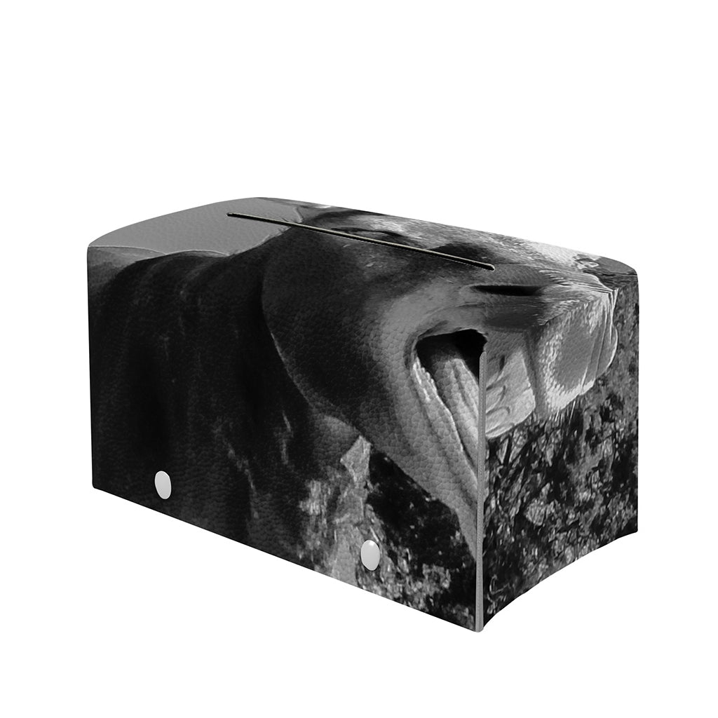 Black And White Funny Donkey Print Leather Tissue Box Cover