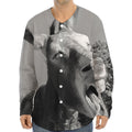 Black And White Funny Donkey Print Long Sleeve Baseball Jersey