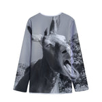 Black And White Funny Donkey Print Long Sleeve Short Coat