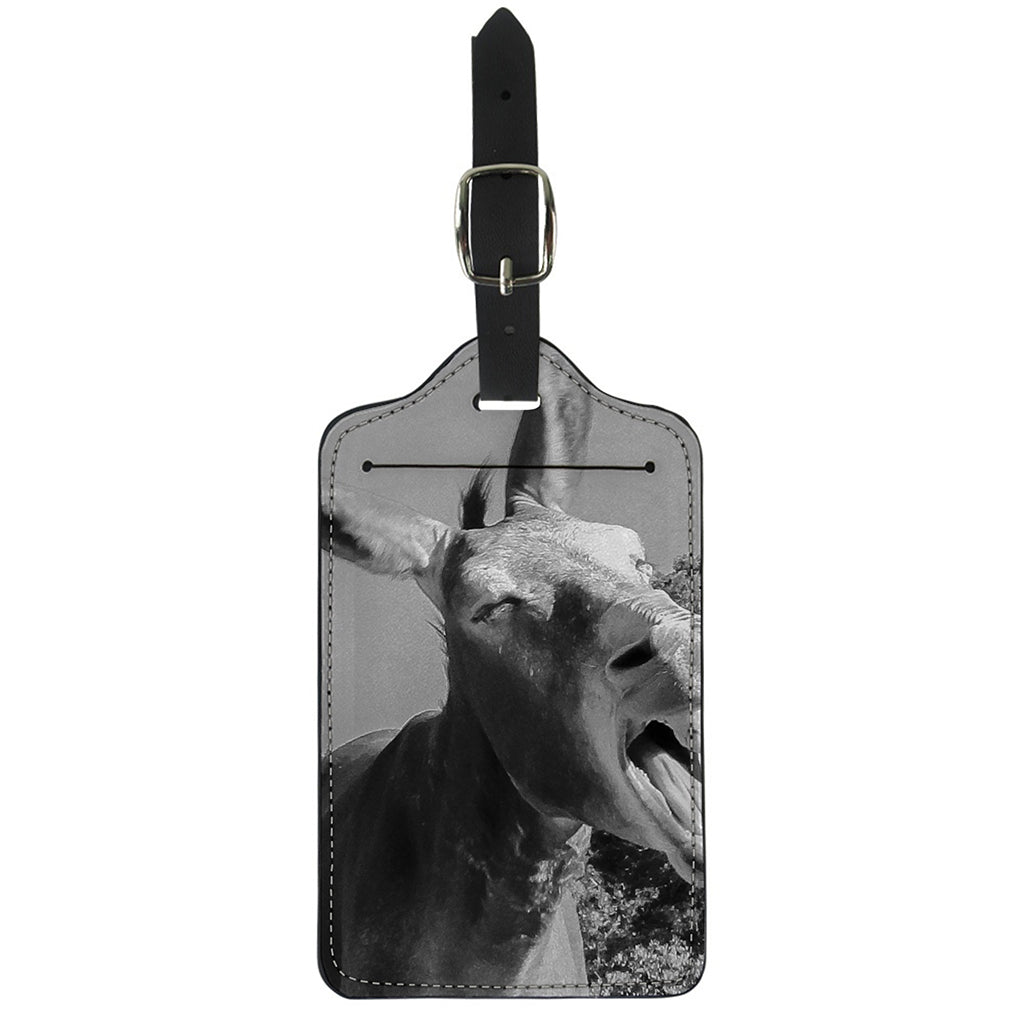 Black And White Funny Donkey Print Luggage Tag
