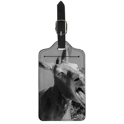 Black And White Funny Donkey Print Luggage Tag