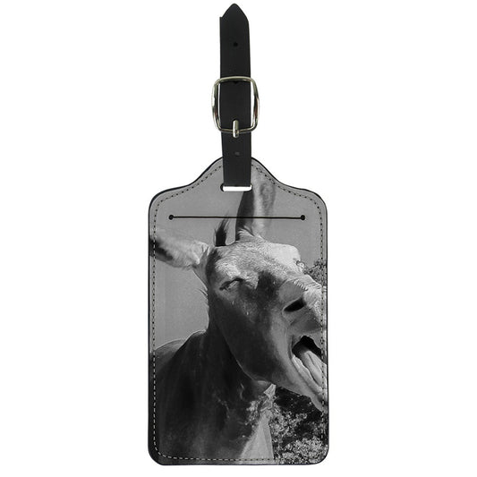 Black And White Funny Donkey Print Luggage Tag