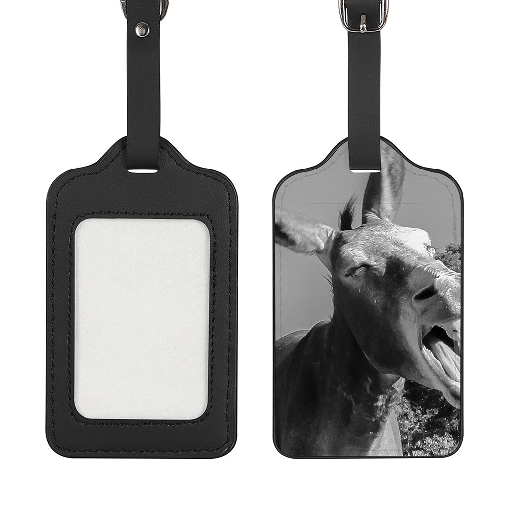 Black And White Funny Donkey Print Luggage Tag