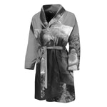 Black And White Funny Donkey Print Men's Bathrobe