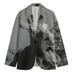Black And White Funny Donkey Print Men's Blazer