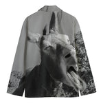 Black And White Funny Donkey Print Men's Blazer