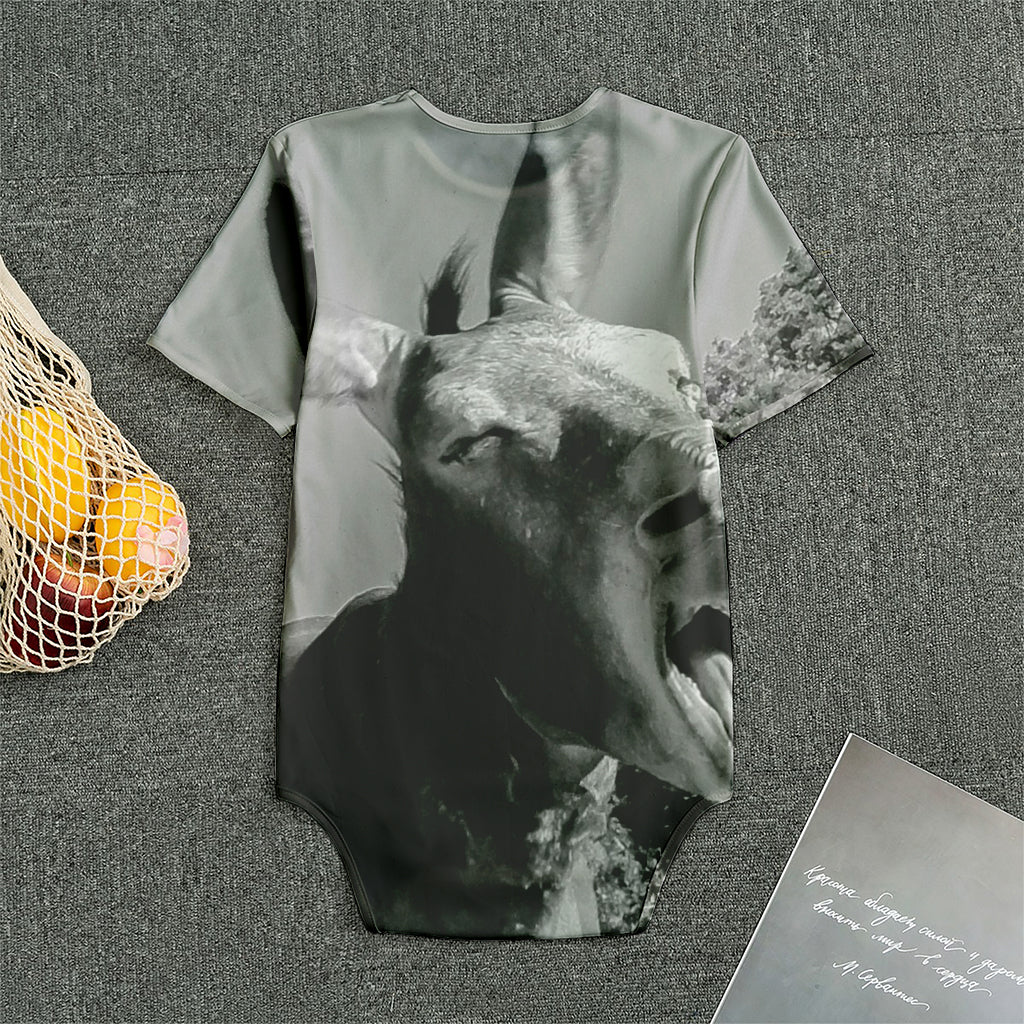 Black And White Funny Donkey Print Men's Bodysuit