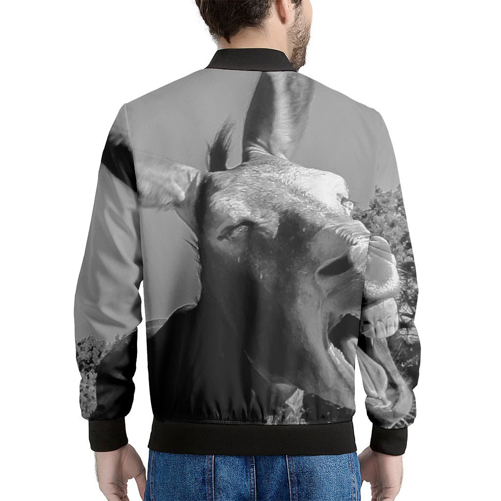 Black And White Funny Donkey Print Men's Bomber Jacket