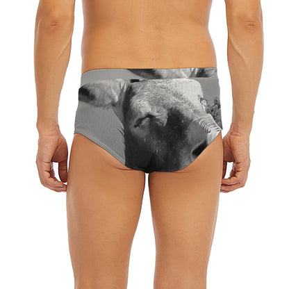 Black And White Funny Donkey Print Men's Briefs