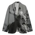 Black And White Funny Donkey Print Men's Cotton Blazer