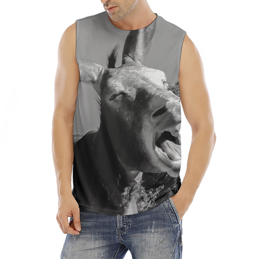 Black And White Funny Donkey Print Men's Fitness Tank Top