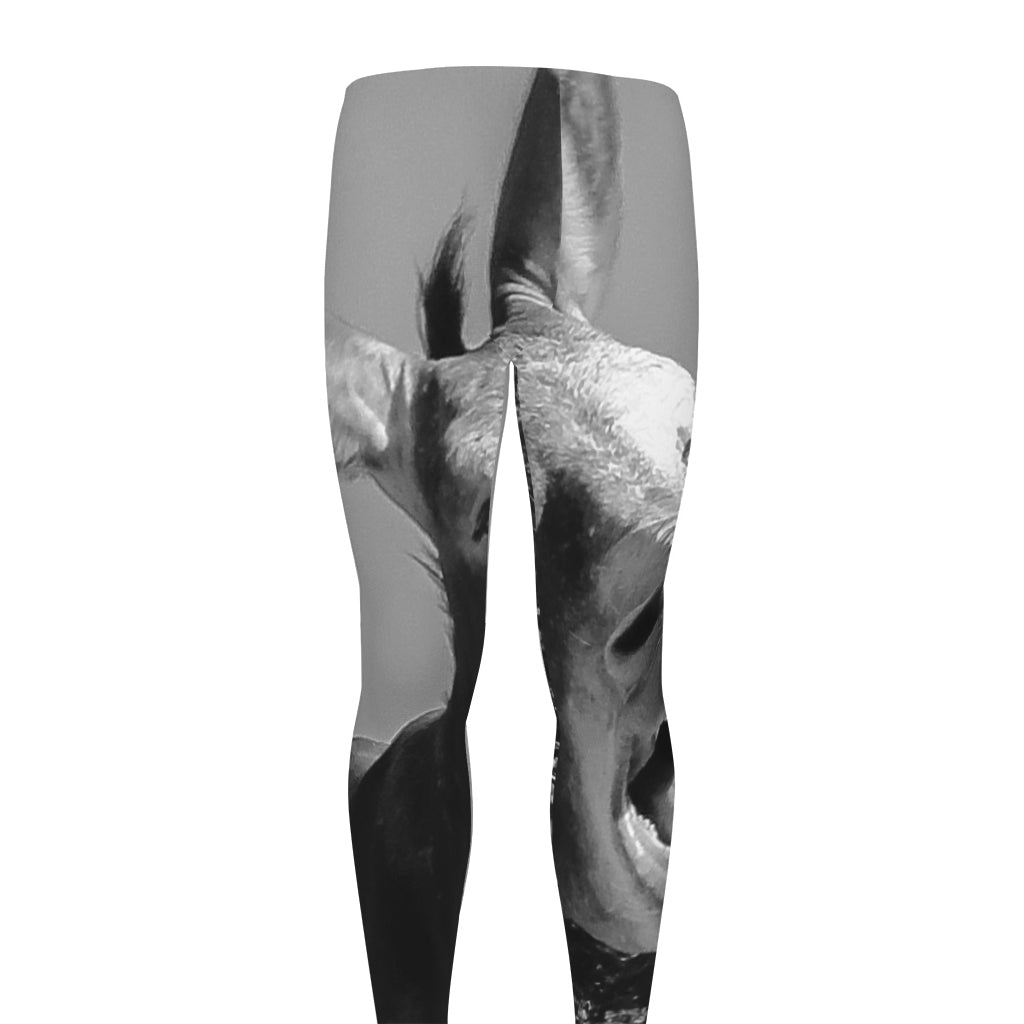 Black And White Funny Donkey Print Men's leggings