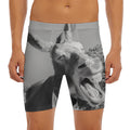 Black And White Funny Donkey Print Men's Long Boxer Briefs